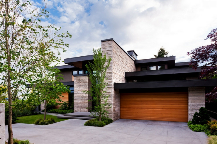 Cette maison moderne au design luxe vue depuis extérieur belle résidence contemporaine de luxe