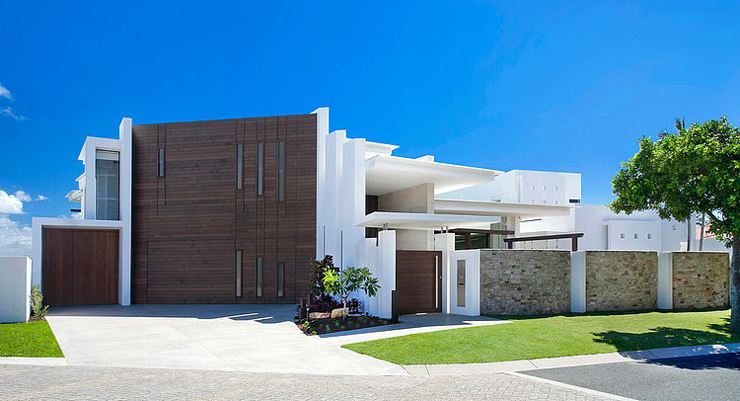 La maison moderne familiale vue d’extérieur résidence moderne vue depuis extérieur