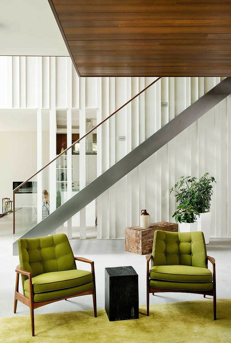 Mobilier au design rétro des années 50 mobilier design vert sympa intérieur maison de vacances