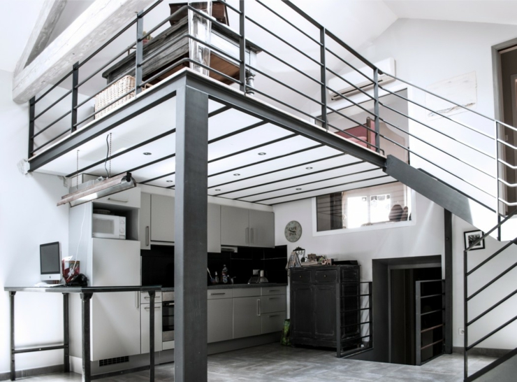 Mezzanine gagne-place transformée en bureau d’appoint cuisine mezzanine loft