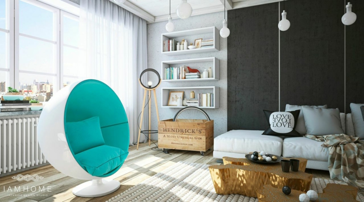 Tables basses originale, couleurs harmonieuses mobilier de designer appartement luxe