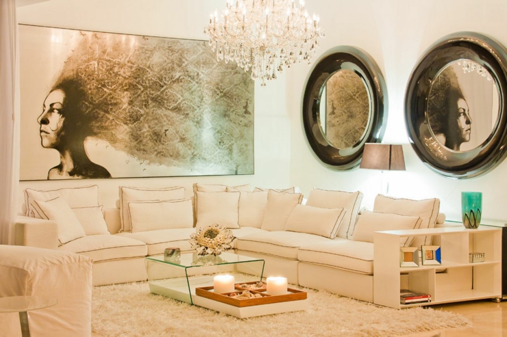 Séjour somptueux au design moderne et glamour mobilier chic designer appartement
