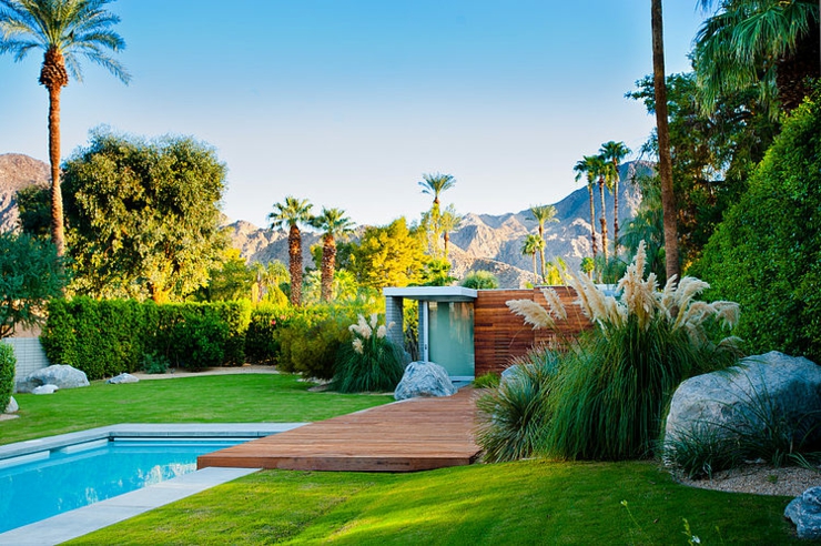 Les espaces verts de cette belle demeure californienne jardin vert exotique de luxe demeure prestige