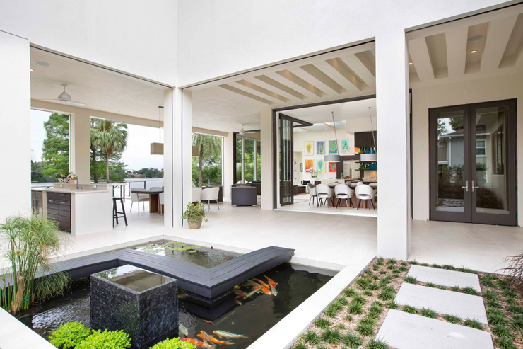 Patio original maison contemporaine de luxe