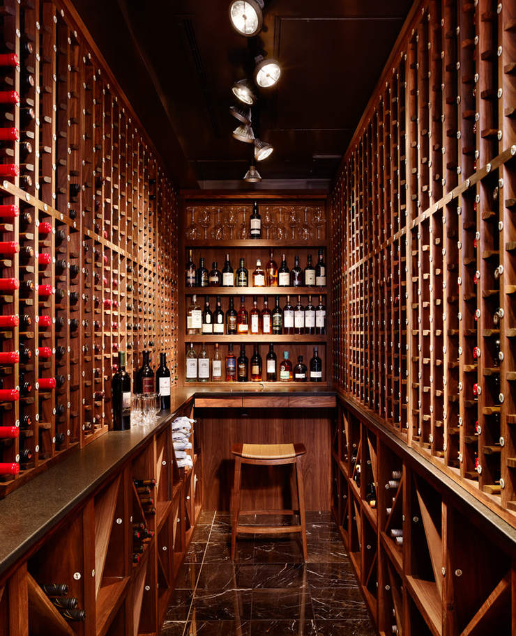 Pièce consacrée à l’œnologie telle une véritable cave de vin pièce bouteilles de vin appartement