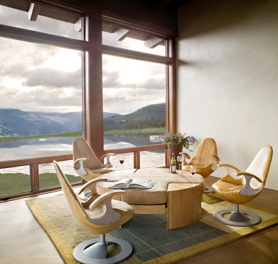 salon salle à manger avec belle vue montagne