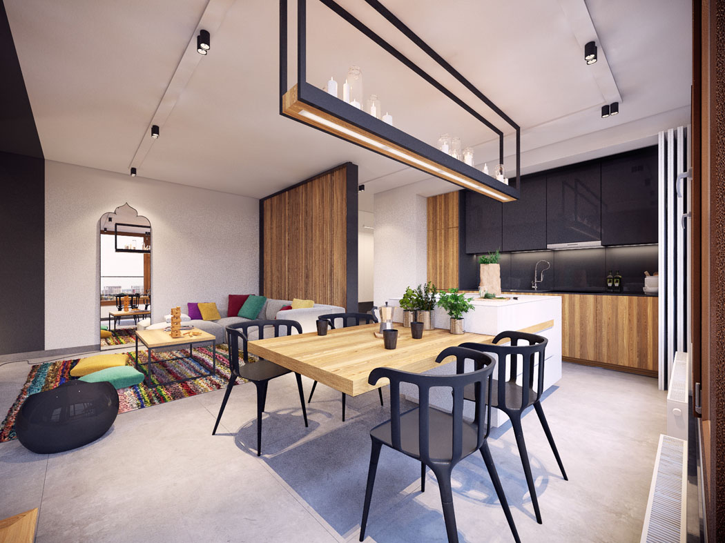 côté salle à manger et cuisine moderne