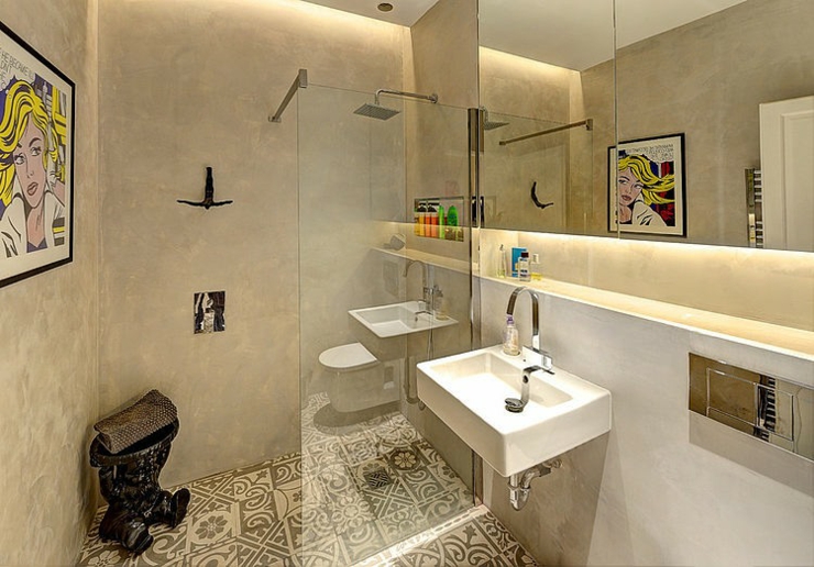 Salle de douche et toilettes en plus de la salle de bains salle de bains design appartement de ville