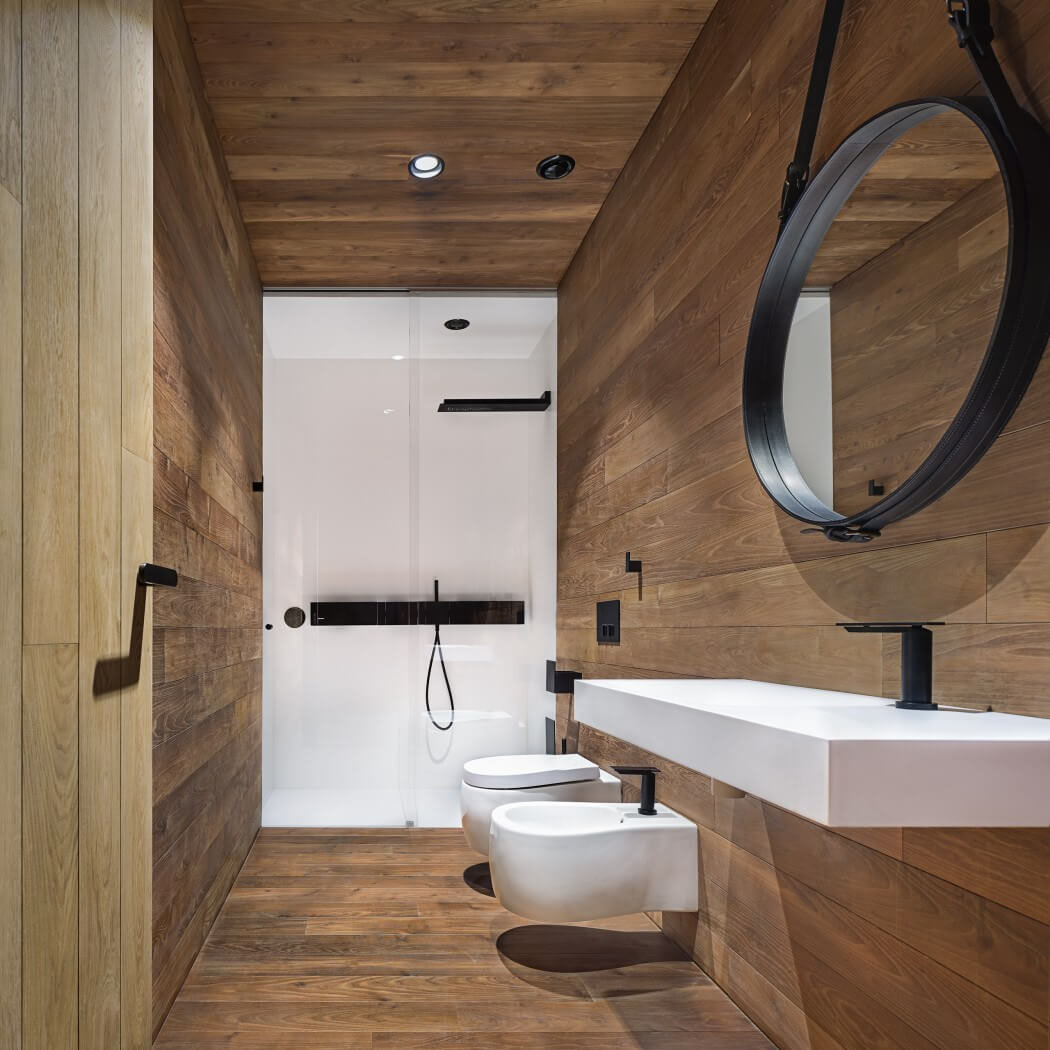 Salle d’eau en bois, au design chaleureux et moderne dans des formes très épurées intérieur toilettes bois design minimaliste
