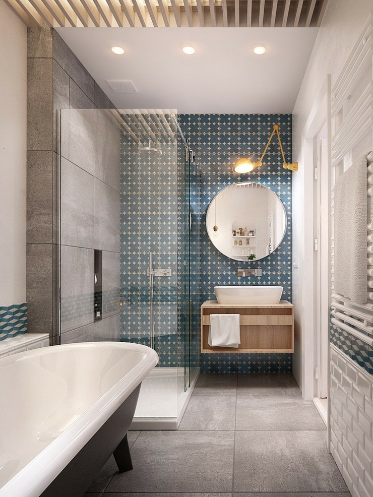 La salle de bains de cet appartement moderne salle de bains unique originale