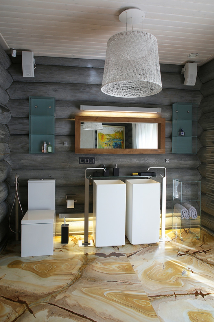 Salle de bains au design luxueux et moderne salle de bain maison en bois russe