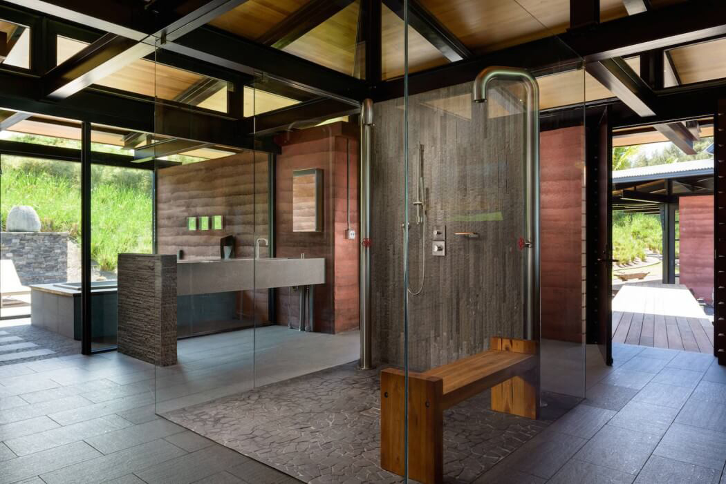 La salle de bains attenante dans un style moderne Belle salle de bains maison plain-pied exotique