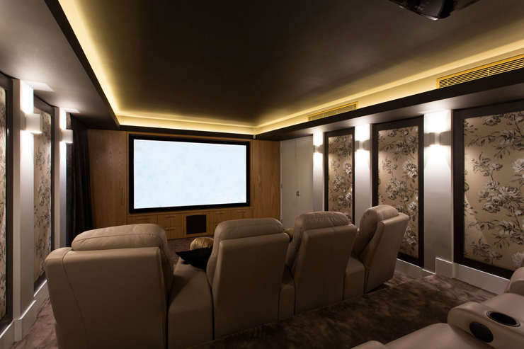 Salon de projection privé – un avantage de taille pour cette belle maison familiale salle de cinéma privée luxe design
