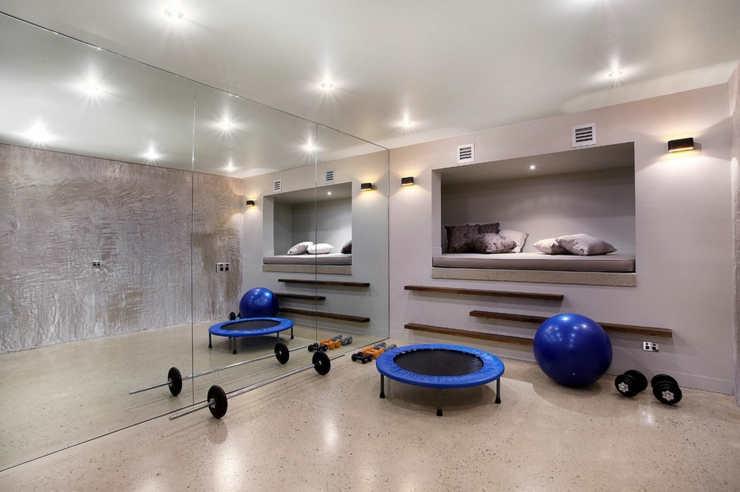 Salle de sport et de détente de cette maison originale salle de gym privée maison