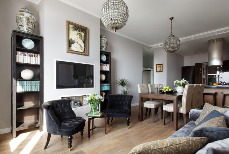 coin séjour bel appartement à Moscou