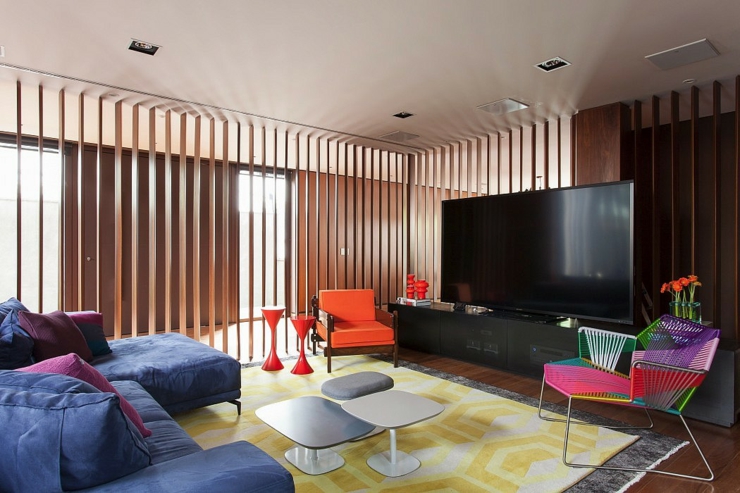 Petit coin – salon multimédia dans cette maison design salon télé maison de ville luxe
