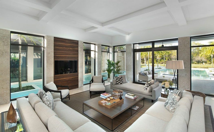 Salon à l’ameublement chic et élégant de cette résidence séjour moderne maison secondaire