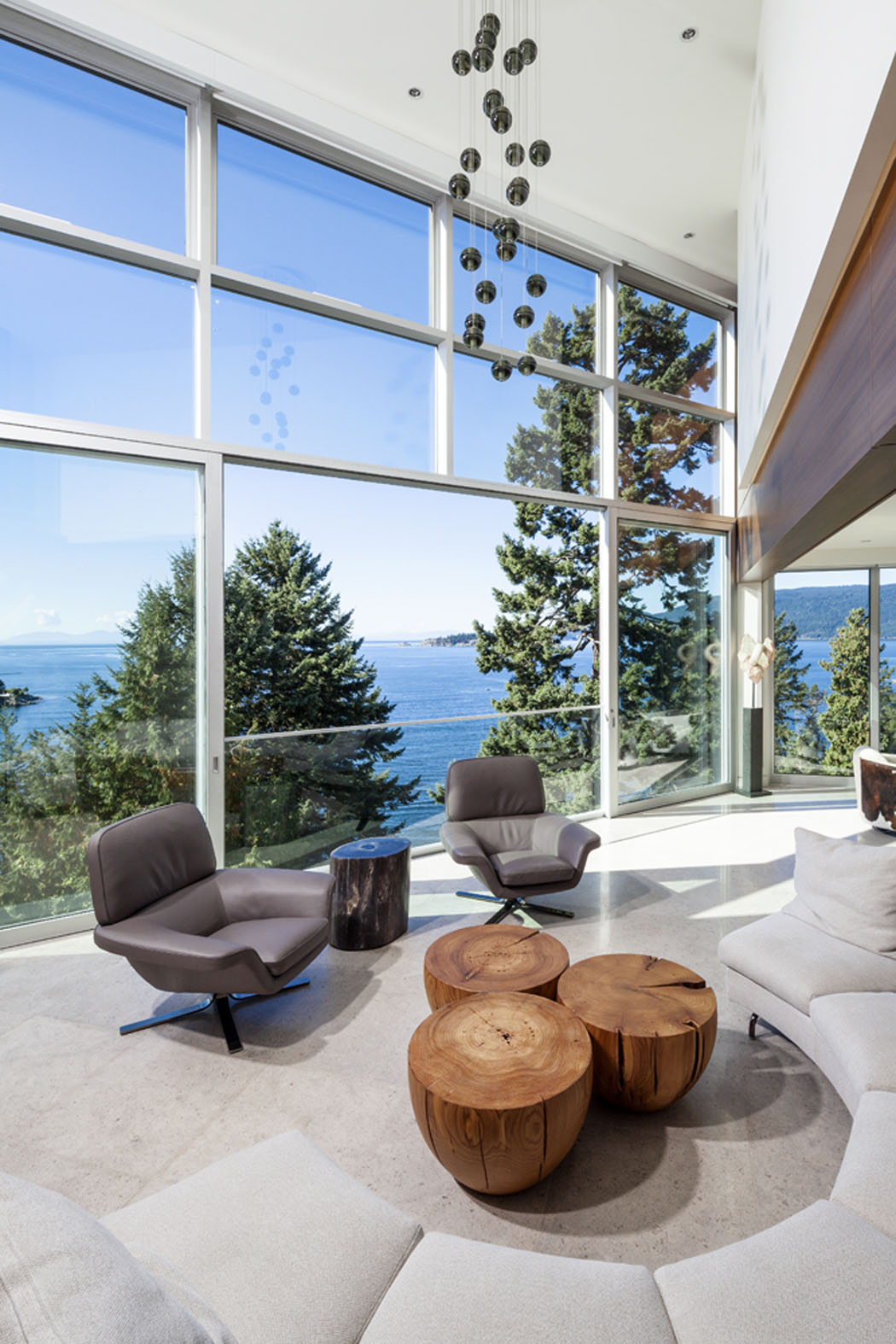 vue panoramique depuis séjour salon intérieur maison