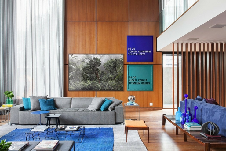 Séjour moderne d’une maison design classique mur en bois maison de luxe citadine