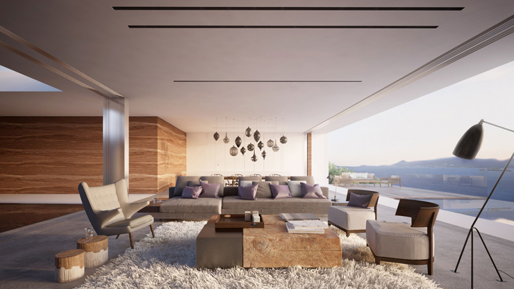 Le séjour de cette maison d’architecte avec une vue à couper le souffle séjour design unique avec vue