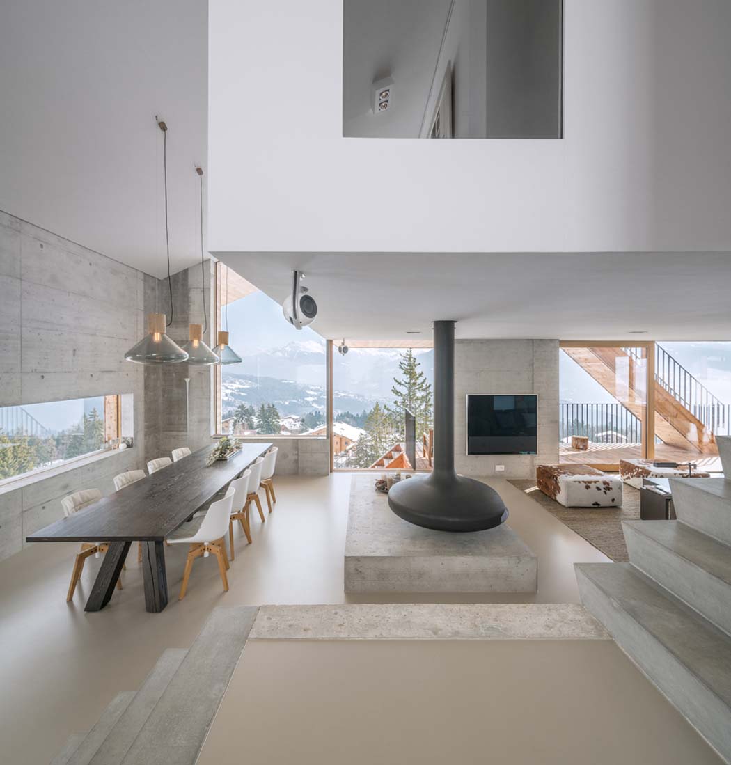 intérieur éclectique design séjour industriel avec vue