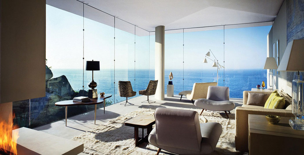 Le séjour principale de la résidence offre en guise de décoration une vue sur mer imprenable séjour principal au rez-de-chaussée de cette résidence de luxe