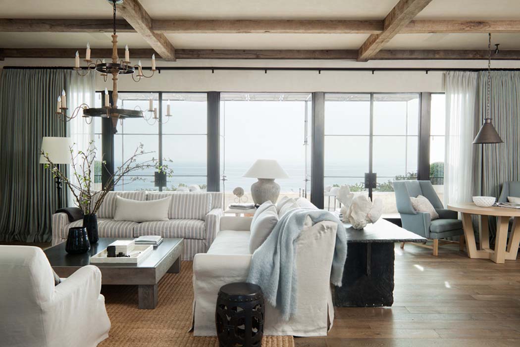 Le séjour principal de cette belle résidence de vacances près de Santa Monica vue panoramique depuis séjour villa de vacances luxe