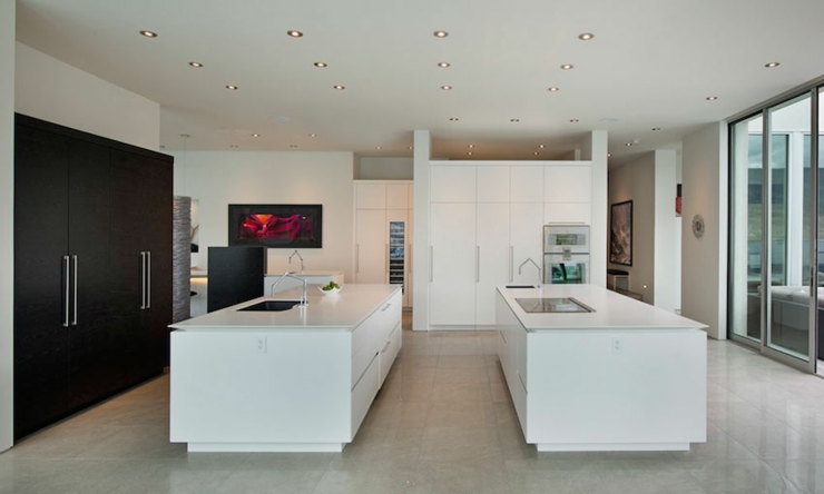 Deux ilots centraux pour une fonctionnalité maximale cuisine résidence de luxe