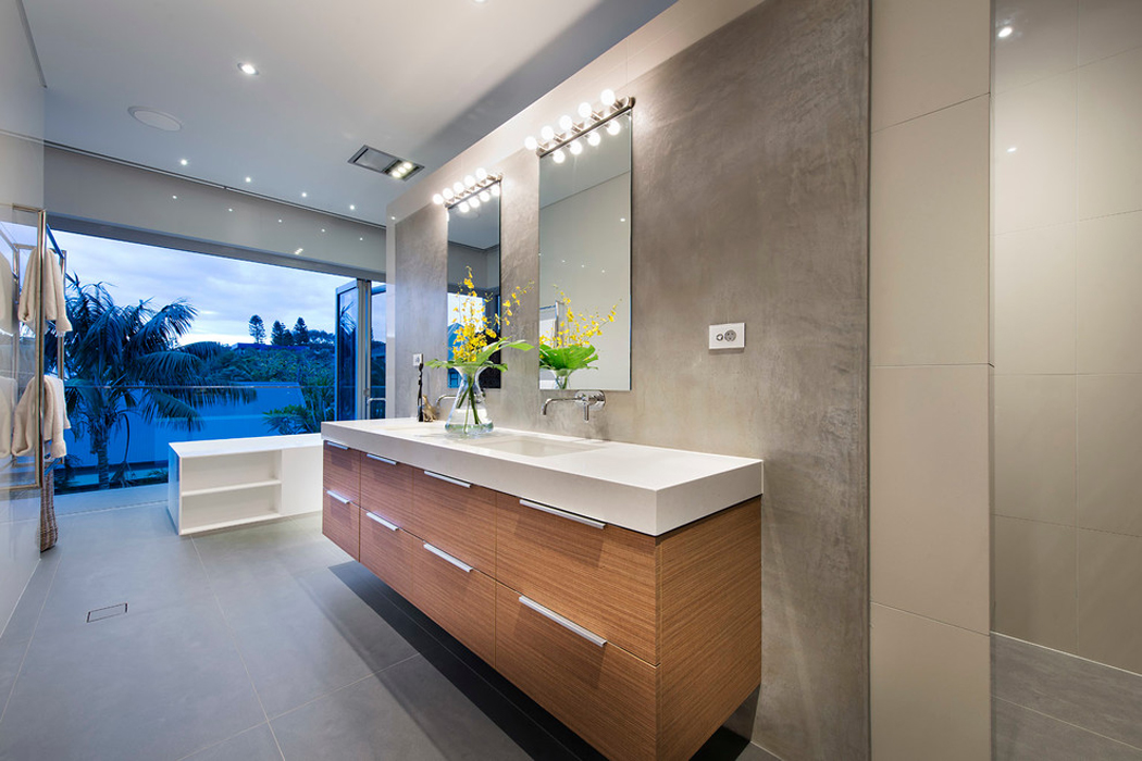 Une des nombreuses salles de bains de cette maison contemporaine australienne Belle et spacieuse salle de bains luxe