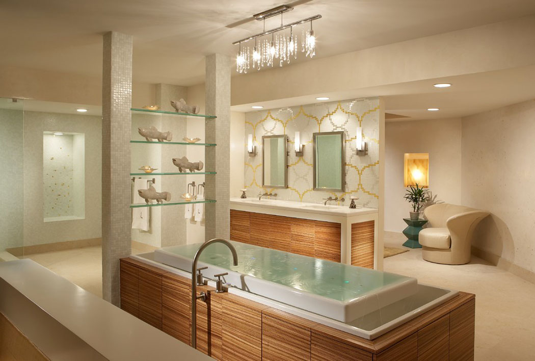 Grande et luxueuse salle de bains et centre spa permettant de se détendre totalement spacieuse salle de bains de standing aménagement
