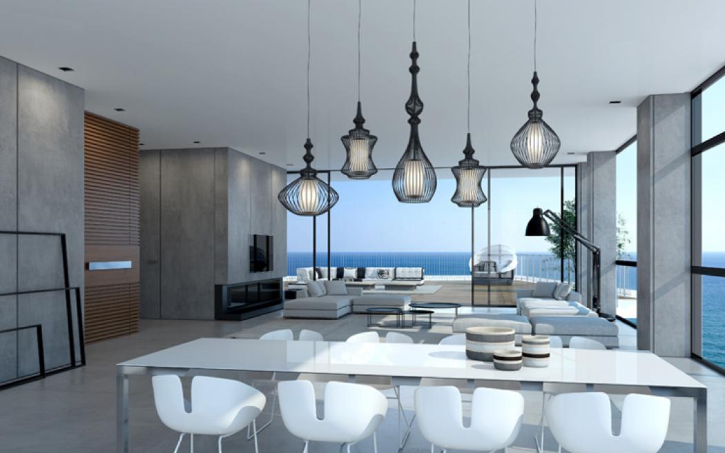Superbe appartement de luxe pour des vacances inoubliables sur la côte salle à manger design luxe