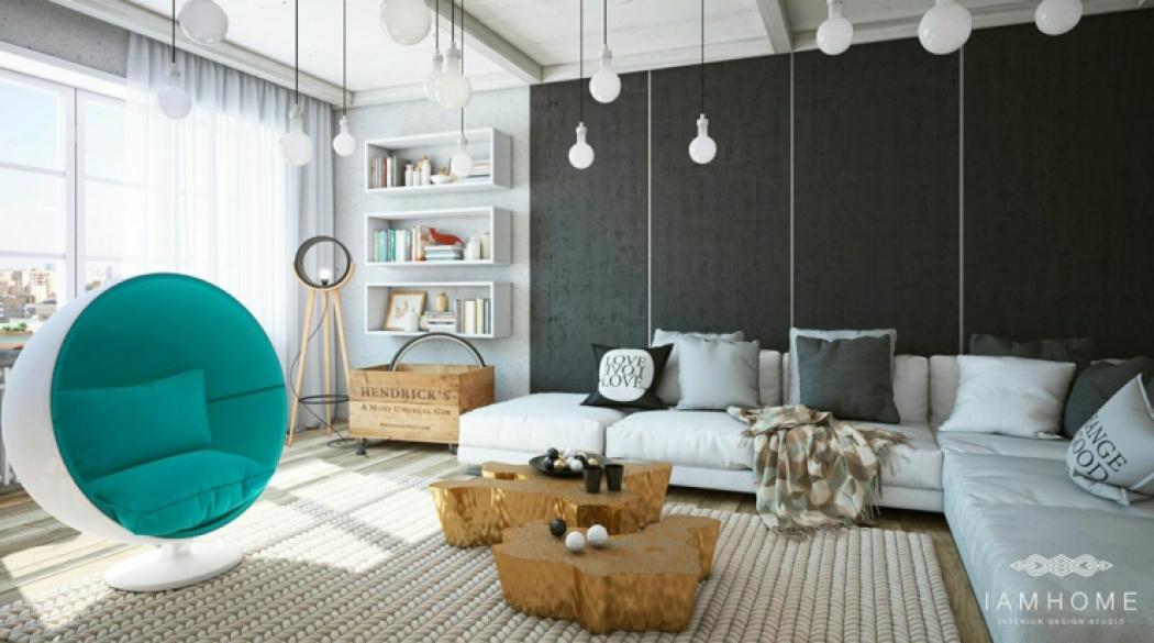 Intérieur design moderne et beau appartement décoration éclectique artistique