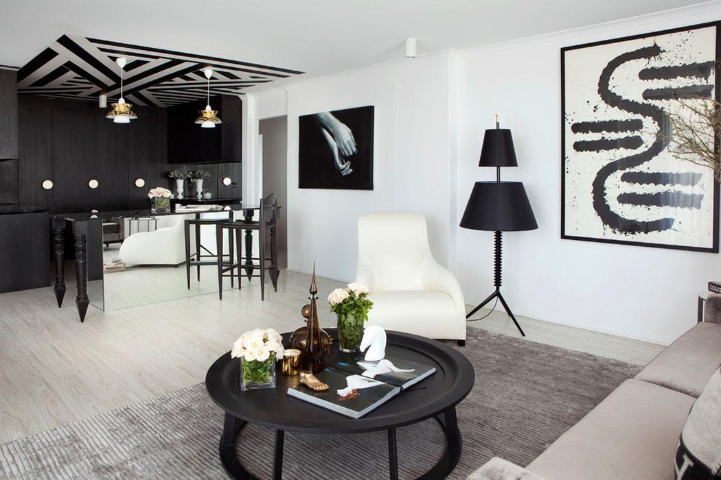 Intérieur design élégant appartement en noir et blanc