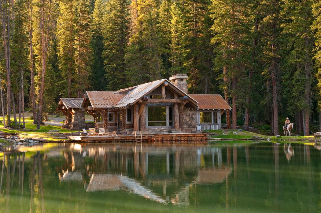 belle demeure près d'un lac esprit rustique