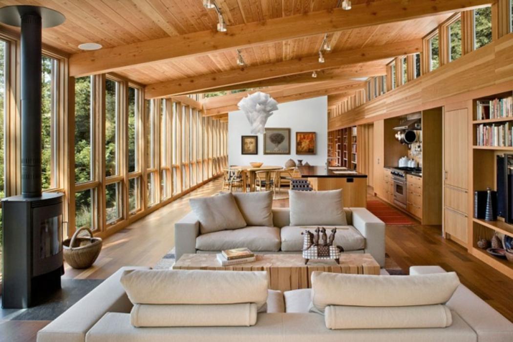 séjour maison en bois rustique moderne