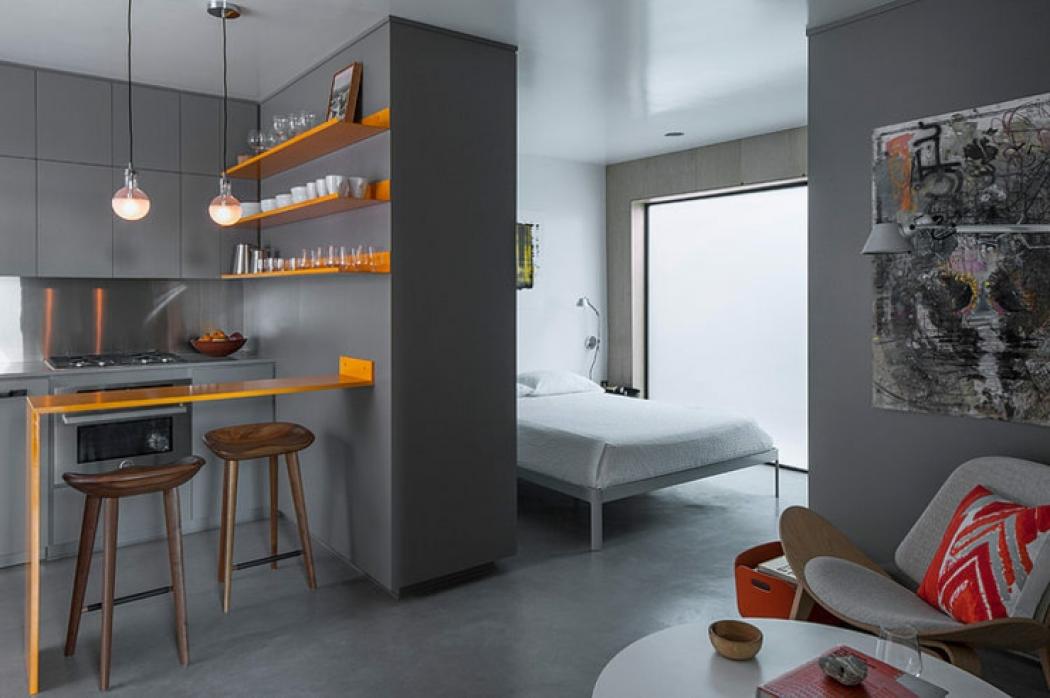La seule et unique pièce de cet appartement de ville petit studio de ville intérieur design