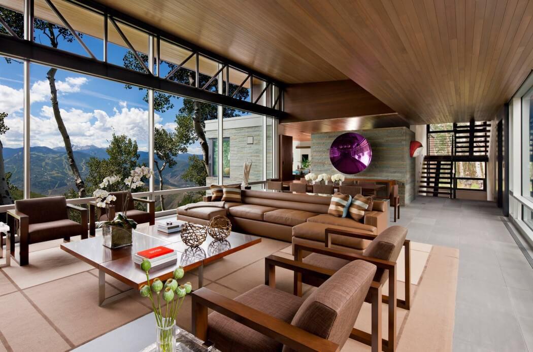 Séjour avec vue imprenable sur le paysage environnant de cette maison familiale moderne belle maison moderne familiale archi contemporaine