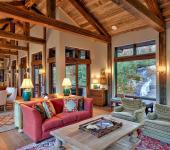 Séjour luxueux chalet en bois ambiance chalet de luxe rustique