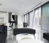 Maison contemporaine à l’intérieur en noir et blanc belle et unique maison d'archi luxe