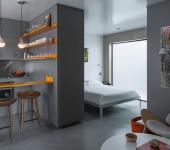 La seule et unique pièce de cet appartement de ville petit studio de ville intérieur design
