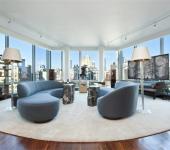 Pièce de vie principale à la vue panoramique superbe immobilier de luxe manhattan new york