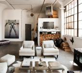 Séjour moderne au style industriel de ce loft créatif et original intérieur loft design de ville
