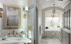 Salle de bains & toilettes au design déco rustique et un brin steampunk marbre blanc aménagement luxe salle de bains