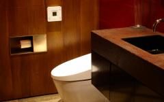 toilettes aux murs en bois