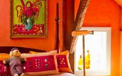 chambre rustique en rouge