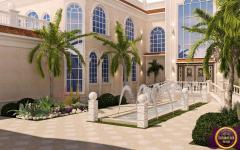 Projet d’aménagement et réalisation de l’allée et entrée principales d’un manoir oriental fontaines d'entrée de résidence de haut standing Orient