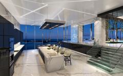 L’architecture intérieure de ces penthouses de standing offre quelques traits bien créatifs cuisine et salle à manger avec vue penthouse
