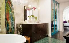 intérieur design salle de bain papier peint