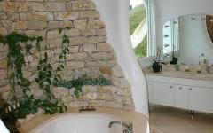 Salle de bains spacieuse dans le style rustique intérieur futuriste maison originale éco