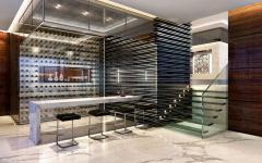 Pièce dédiée à l’œnologie pour se constituer une réserve de vins précieux celier de vins penthouse luxueux miami